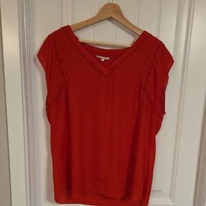 41 Hawthorn Vibrant Red V-Neck Blouse